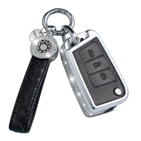 SHANGHONG Compatible with VW Volkswagen Key Fob Cover with Keychain