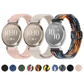 GIOPUEY Bracelet Compatible with Garmin Lily 2, Braided Nylon Strap, Unisex, Elastic Replacement Strap, Purple