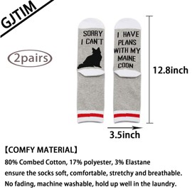 2PAIRS Funny Maine Coon Cat Gift For Cat Lovers Cat Mom Socks Sorry I Can't I Have Plans With My Maine Coon (Plans with maine coon)