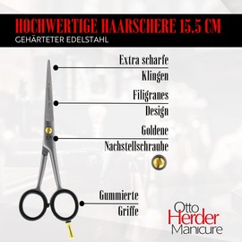 OTTO HERDER Hairdressing Scissors Extra Sharp Hair Scissors 5.5 Inches (15.5 cm) with
