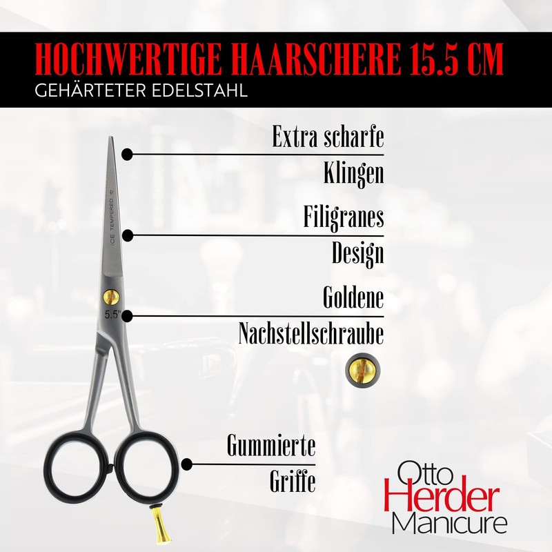 OTTO HERDER Hairdressing Scissors Extra Sharp Hair Scissors 5.5 Inches