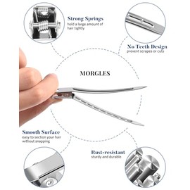 MORGLES 70PCS Metal Hair Styling Clips Set with Rat Tail Combs for Styling | No-Crease Alligator Clips in 3 Sizes, 2 Carbon Combs & Case, for Coloring