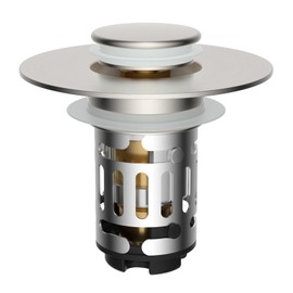 Hibbent Universal Sink Plug (25-46 mm), Pop-Up Drain Strainer Plug for Sink, Elegant Brass Spring Core Pressure Valve with Removable Filter, Replacement for Bathtubs, Brushed Nickel