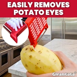 2 Pack Vegetable Brush & Potato Scrubber with Built-in Peeler | Scrub, Peel & Remove Potato Eyes with One Tool, Dual Bristles, Comfortable Grip, 2-Pac