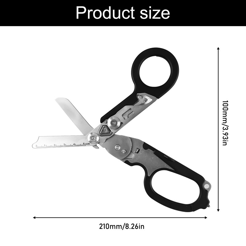 Raptor Response Emergency Scissors, Multitool Rescue Scissors with 6 Functions,