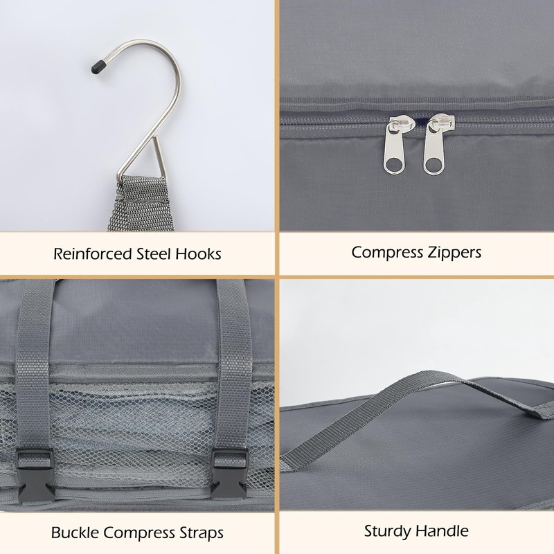 Surblue Hanging Travel Shelves Compression Packing Cube for Carry-on Luggage