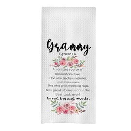 GCFET Grammy Gifts Kitchen Towels - Grammy Gifts Dish Towel 16x24, Grammie Gifts Hand Tea Towels, Grandma Kitchen Towels, Grandma Gifts from Grandchildren