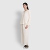 JAJU [JAJU] Women's Double Gauze Shirring Pajama Pants_Ivory