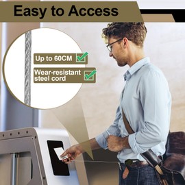 Pack of 2 Key Chains Extendable Lanyard ID Retractable Key Ring with Steel Wire Rope ID Holder with Carabiner (Black and Green)