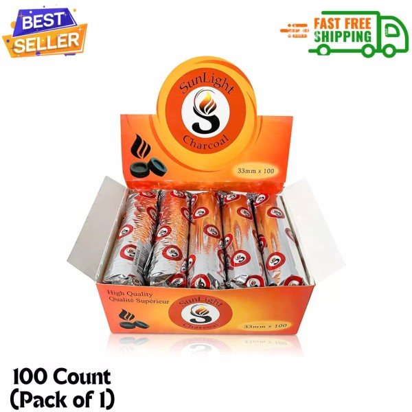 Sunlight Charcoal Pack of 100 Quick Light Charcoal Tablets for
