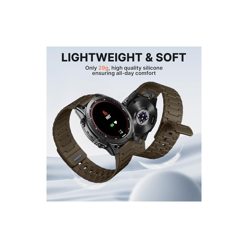 Bandletic Magnetic Silicone Watchband Compatible with Garmin 22mm Quick fit