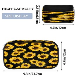 Big Pencil Pouch Large Capacity Bag for Cute Pencil Case Aesthetic Pen Organizer Portable Soft Pen Bag Sunflowers