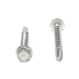 #12x1 1/4 Stainless Steel Hex Washer Head Self Drilling Tapping TEK Screw (410 Stainless Steel) 50 Pieces 12x1-1/4