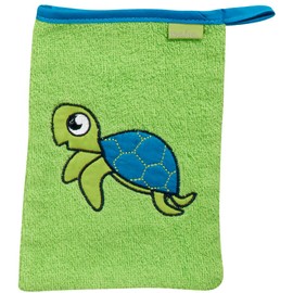 Playshoes Unisex Kinder Frottee-Waschhandschuh Schildkröte 340085, 29 - Grün, 15x20 cm