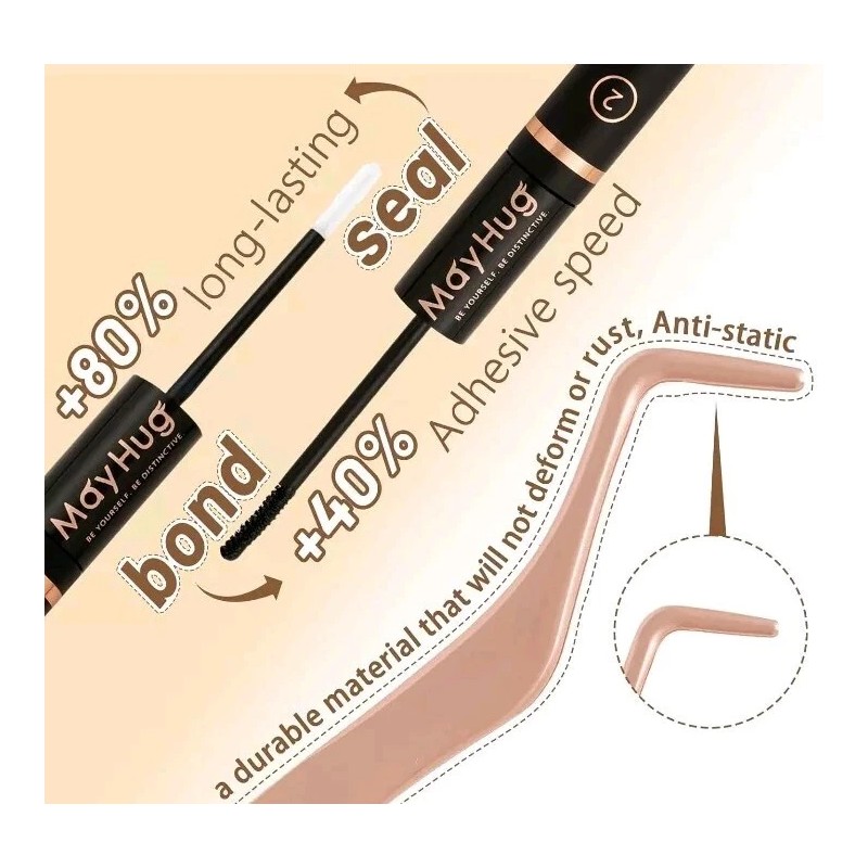 MAYHUG Lash Extensions Kit Individual Lashes Cluster Lashes Wispy 280pcs.