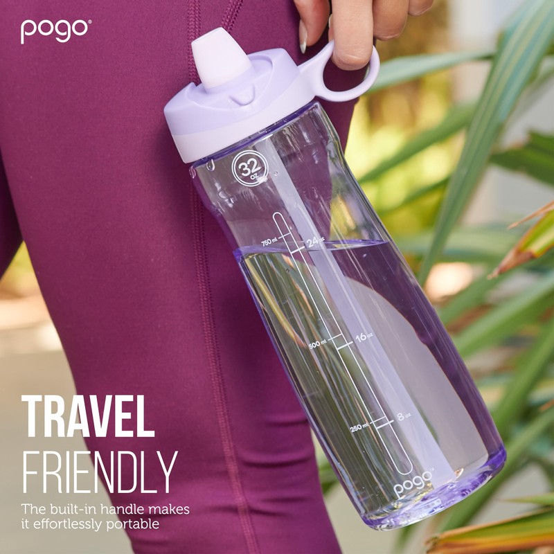 Pogo BPA-Free Tritan Plastic Water Bottle with Soft Straw Lid,