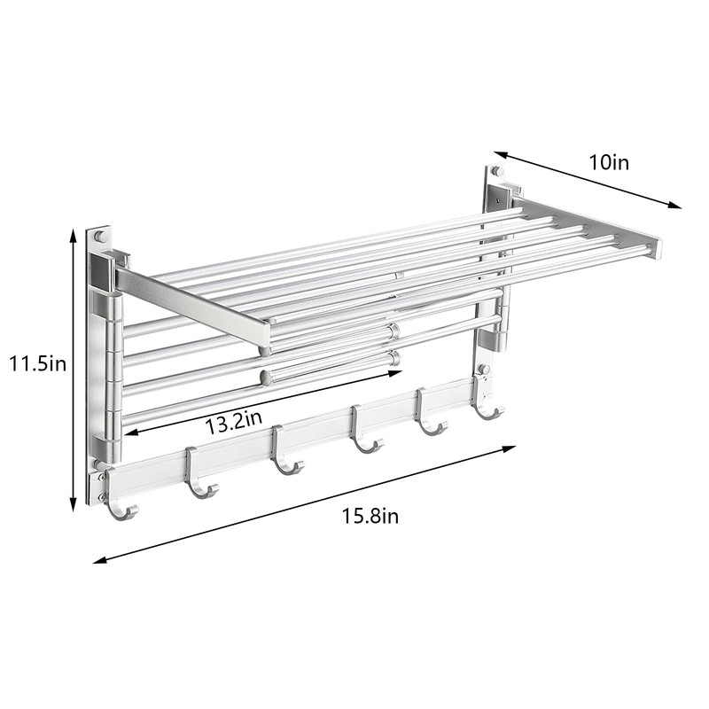Jiabailie Wall-Mounted Steel Clothes Drying Rack,Bathroom Towel Shelf,Swivel Towel Hanger