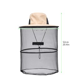Mosquito Hat with Removable Netting Midge Mosquito Head Net Hat Face Neck Protection Head Cover for Beekeeper Hiking Fishing Camping, Khaki