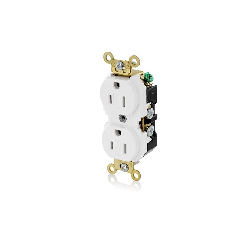 Leviton 5262-SGW 15-Amp, 125-Volt Industrial Grade Tamper-Resistant Duplex Receptacle, White
