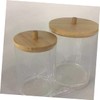 FUNOMOCYA Cotton Ball Pad Holder Bamboo Lid Acrylic Dispenser Makeup