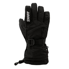 Swany Junior X-Over Insulated Warm Durable PU Leather Palm DryShell Winter Skiing Gloves, Black, S