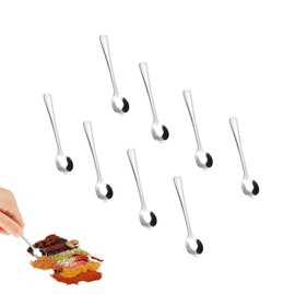 Tiny Stainless Steel Small Spoons, Espresso Spoons, Mini Tiny 7.5 cm, Cute Small Stainless Steel Spice Spoon for Spices, Salt, Honey, Teaspoon, Fun Little Scoops, Pack of 8
