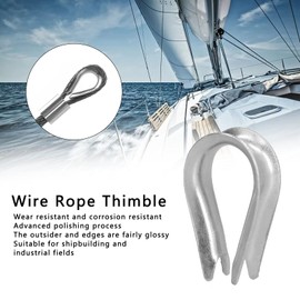 50 Piezas de Cuerda de Alambre Dedal Clips de Cuerda de Alambre Herramientas de Aparejo de Cable de Acero Inoxidable para la Construcción Naval(M5 (5 mm))
