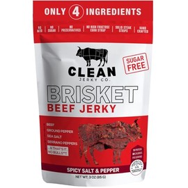 Clean Jerky Co. Cecina seca de estilo antiguo sin azúcar | Sal y pimienta picante – Bocadillos sabrosos con alto contenido en proteínas | Bocadillos saludables para adultos | Hecho con 100% de carne