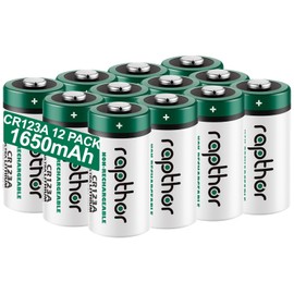 rapthor CR123A Lithium Batteries 3V 12 Pack 1650mAh High Capacity CR123 CR17345 PTC Protection Non-Rechargeable 123A Photo Battery for Camera Flashlights Microphone Alarm System (Not for Arlo)