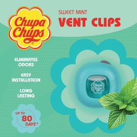 Chupa Chups Car Air Freshener, Sweet Mint - Long Lasting Car Fresheners with Fun Scents, Colorful and Vibrant Air Freshener for Car, Unique Car Freshner Perfume Deodorizer Refresher Fragrance