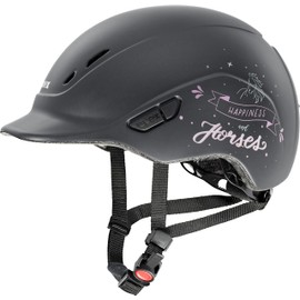 uvex kidoxx - Lightweight Children's Riding Helmet - Individual Size Adjustment - Optimal Ventilation - Happyhorse Anthracite Mat 3XS - XS