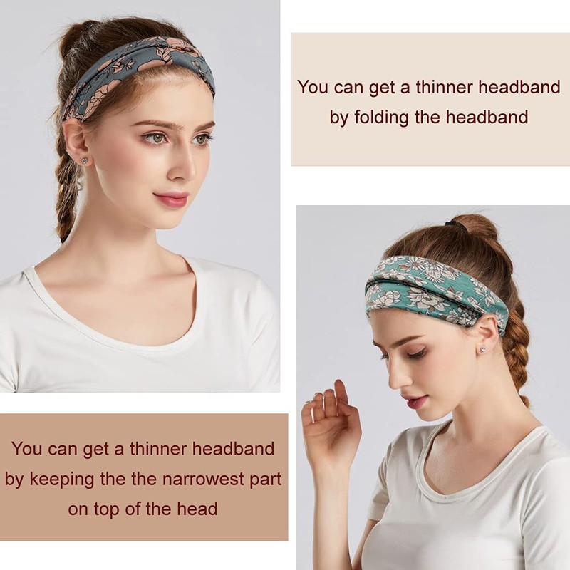 DRESHOW Pack of 6 Women's Boho Headbands, Printed Headbands, Knots,