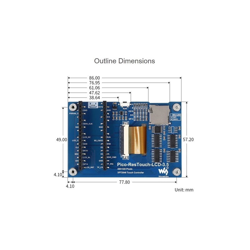 Waveshare 3.5inch Touch Display Module for Raspberry Pi Pico 65K