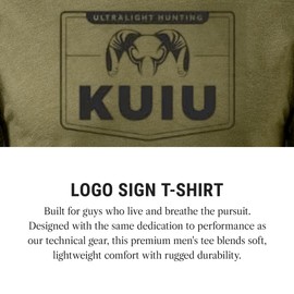 KUIU Logo Sign T-Shirt for Men – Lightweight Cotton Polyester Hunting Tee – Soft, Durable Standard Fit Crew Neck Military Green
