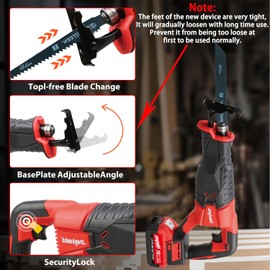 Dogtooth 21V Cordless Reciprocating Saw Kit, 3,000 Strokes Per Minute, Compatible with Makita 18V Battery, 2 * 4.0 Ah Batteries, Charger, 4 Saw Blades and Carry Case