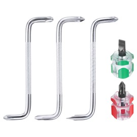 sourcing map 5pcs Offset Screwdriver Set PH3/PH2 PH2/PH1 PH2/SL6 Phillips Slotted Head Right Angle 90 Degree Screw Driver Double Ended Z-Type Hand Tool with Mini Screwdrivers