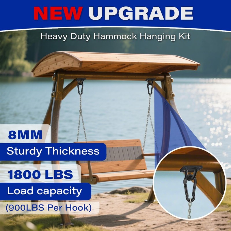 ZLQHHYL Upgraded Stainless Steel Hooks, 1800lb Heavy Duty Hammock Hanging