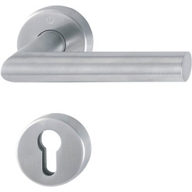 HOPPE FH Handle Set Amsterdam Object & Fire Protection DIN 18273, Class 4 According to EN1906 - Door Handle + Rosette PZ, Stainless Steel Matt