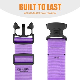 Bilione Luggage Straps 88 inch Adjustable Suitcase Belt, Lockable Against Accidental Opening, Easy to Identify Travel Accessories, Add a Bag Connector (Lucky Purple, 2)