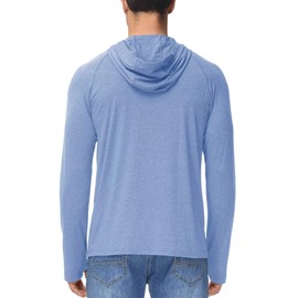 MAGCOMSEN Sun Protection Shirts for Men Long Sleeve Fishing Hoodies Pullover Lightweight Quick Dry Breathable Summer SPF Shirts Light Blue 2XL