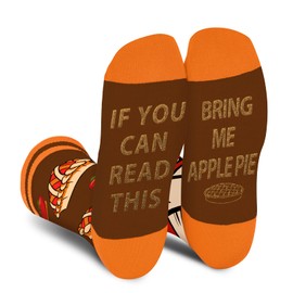 Funny Food Socks for Men Women Teen Boys-If You Can Read This Bring Me Apple Pie Novelty Fun Funky Food Crazy Cool Socks Gift-Funny Fathers Day Birthday Christmas Pie Lovers Gifts Stocking Stuffers