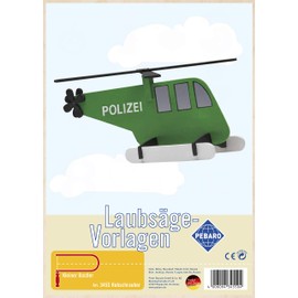 Pebaro 345S Laubsägevorlage Hubschrauber, 3mm Sperrholz DIN A 4, Motiv vorgedruckt, aussägen mit Laubsägebogen, basteln, anmalen, fertig, Laubsägen, Basteln mit Holz, Geschenkidee