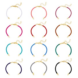 UNICRAFTALE 12Pcs 12 Colors Nylon Twisted Cord Bracelet Adjustable Slider Bracelets 17cm Bracelet with Brass Findings and Lobster Claw Clasps Bracelets for Summer Gifts Jewelry Making for Summer Gifts