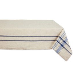 DII French Stripe Dining Table Collection Farmhouse Style Tablecloth, 60x84 Inches, Taupe/Blue