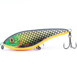 Mister Tackle Tuvanus 9 cm Fishing Lure Wobbler Jerkbait Slider for Pike Fishing Pike Bait 1 Piece (Green Head)