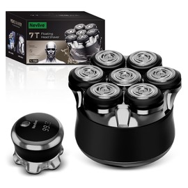 Afeitadora para hombre con cabezal giratorio 7D para hombre calvo, afeitadora eléctrica con pantalla LED, carga rápida USB-C, resistente al agua