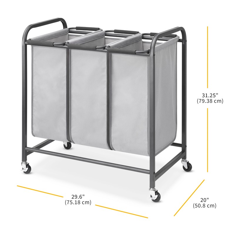 Whitmor Triple Laundry Sorter - 3 Removable Bags with Easy-Grip