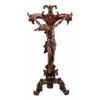 Faux Mahogany Wood Finish Large Jesus Christ Crucifix With Stand