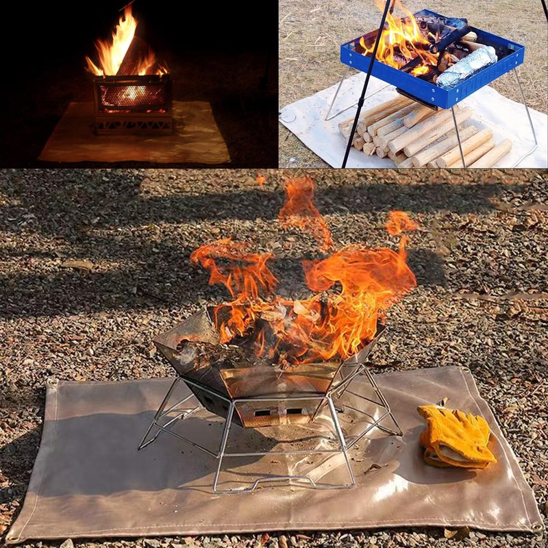 AWISEFULL Fire Pit Mat 24" x 32" Thickened Fireproof Wood