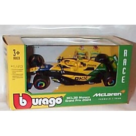 Bburago F1 M'cLaren MCL38 2024 M'onaco GP S'enna Lando Norris #4 Vehicle 1.43 scale diecast model